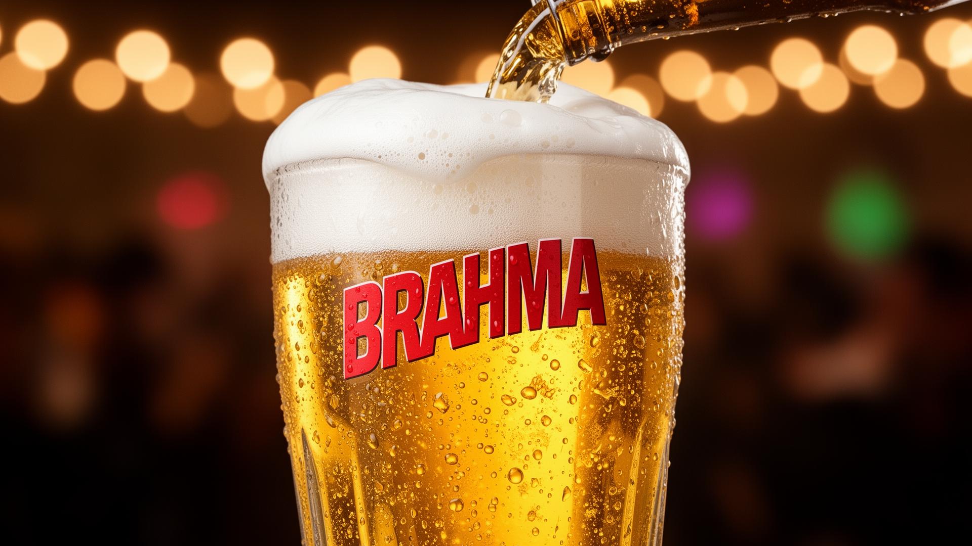 Chopp Brahma gelado sendo servido